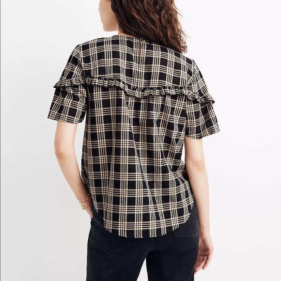 Madewell Ruffle-Yoke Top in Metallic Plaid - Picture 3 of 12